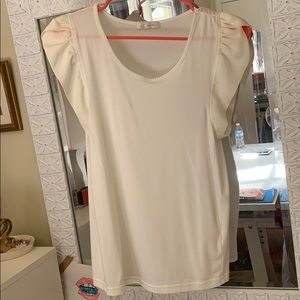 Business Casual White Ruffle Sleeves Top